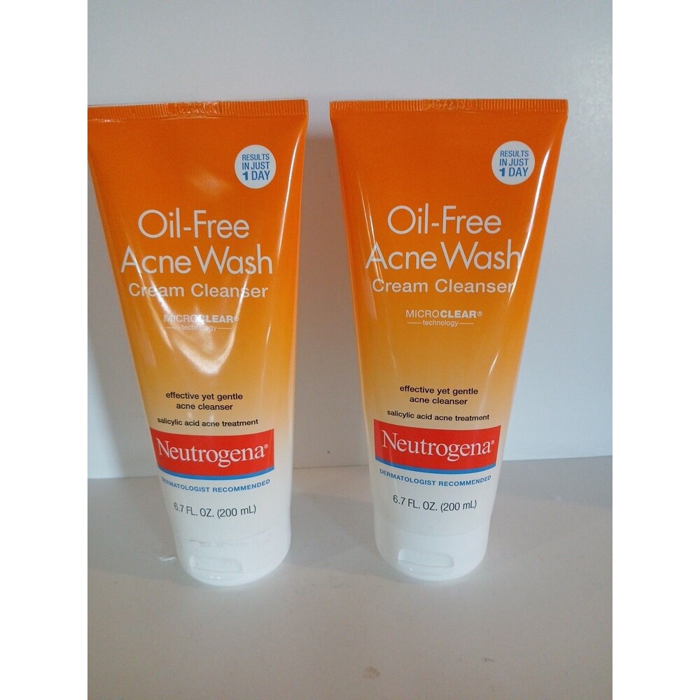 Set Of 2 Neutrogena Oil-free Acne Wash Cream Cleanser 6.7fl Oz NEW